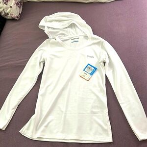 Women/Ladies White Columbia PFG Omni-Shade UPF 50 (SPF 50) Shirt with Hoodie